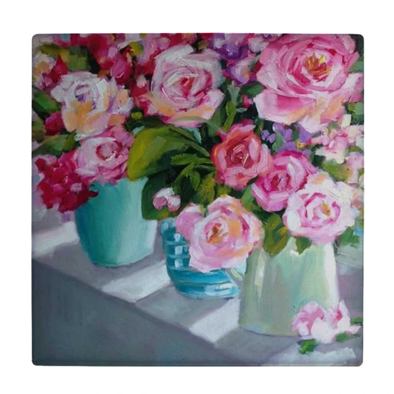 زیر لیوانی طرح نقاشی گلدان های گل رز کد    4071956_2695