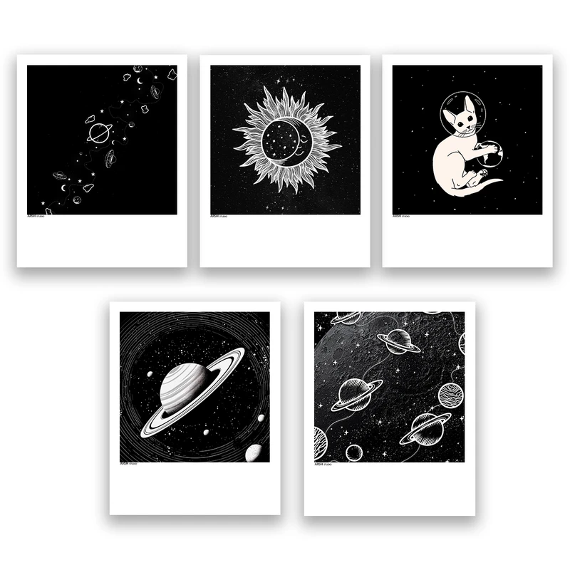 آویز تزیینی عرش مدل فانتزی فضا و کهکشان کد Asa1191 مجموعه پنج عددی