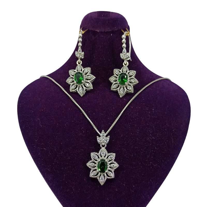 نیم ست نقره زنانه سلین کالا مدل زمرد ce-As228