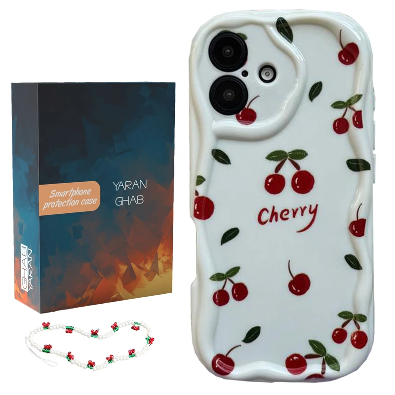 کاور قاب یاران مدل Cherry مناسب برای گوشی موبایل اپل iPhone 16 به همراه بند آویز