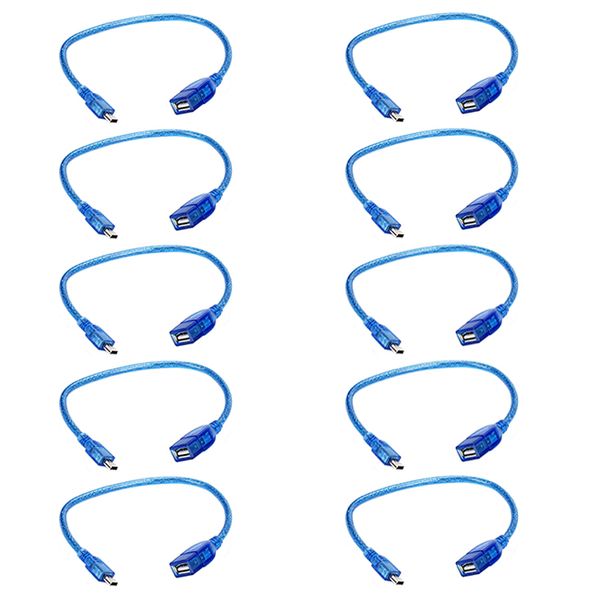 کابل MiniUSB OTG مدل 002 طول 0.3 متر بسته 10 عددی کابل MiniUSB OTG مدل 002 طول 0.3 متر بسته 10 عددی