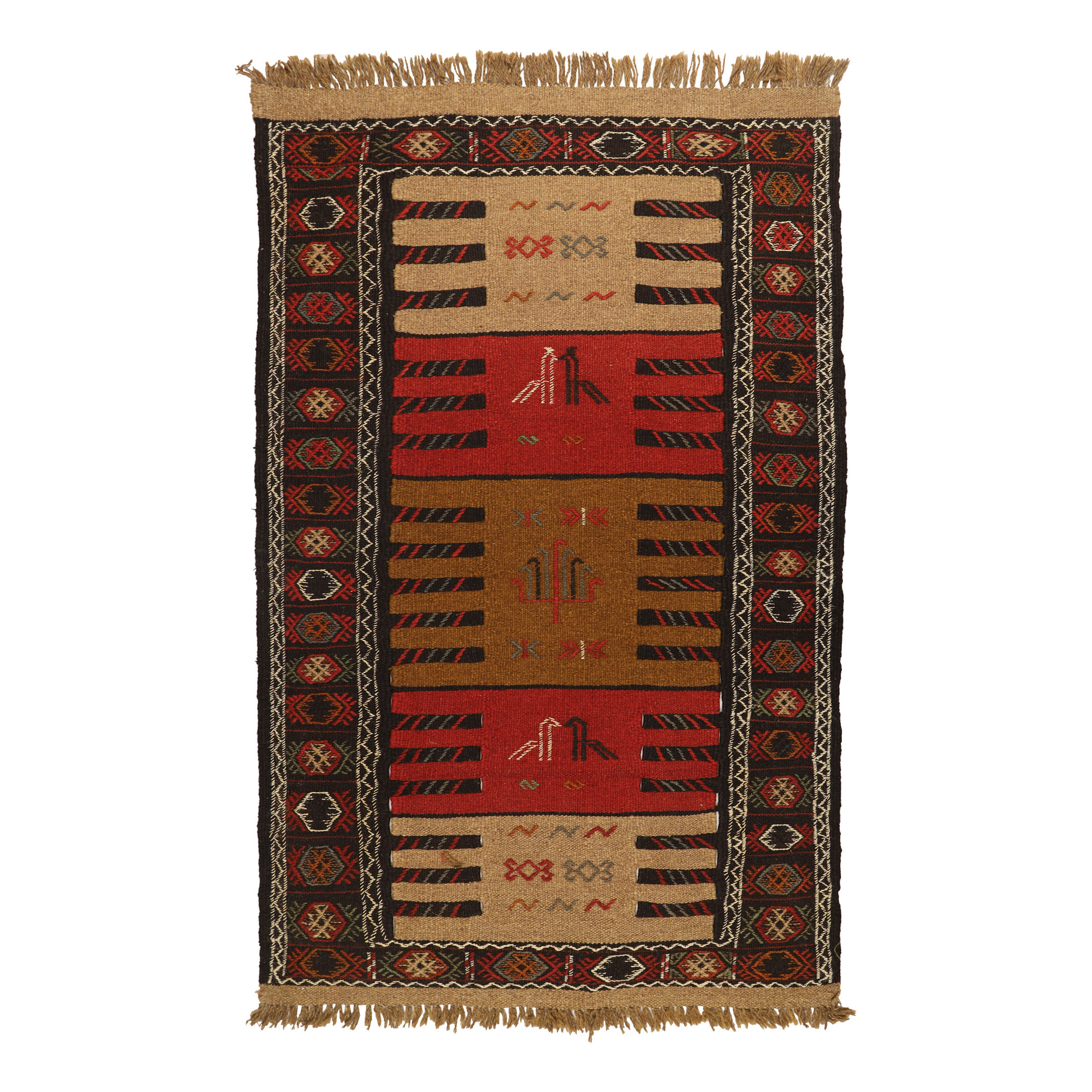 گلیم دستبافت دومتری طرح سفره کردی کد 140399