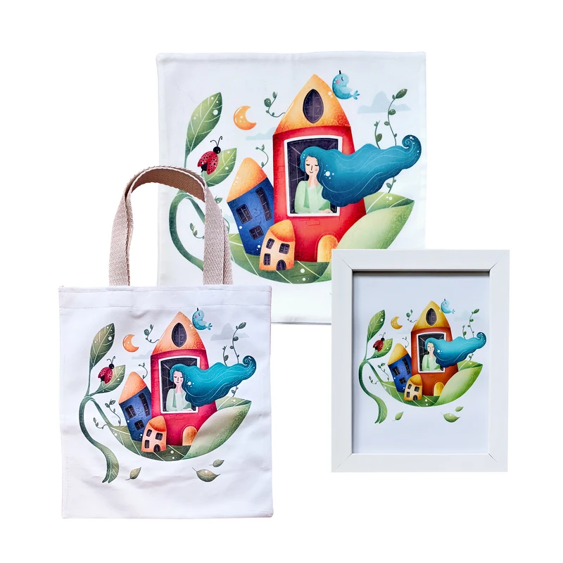 تابلو نقش افرا طرح برگ دخت به همراه کاور کوسن و توت بگ کد PA3-BG-4040