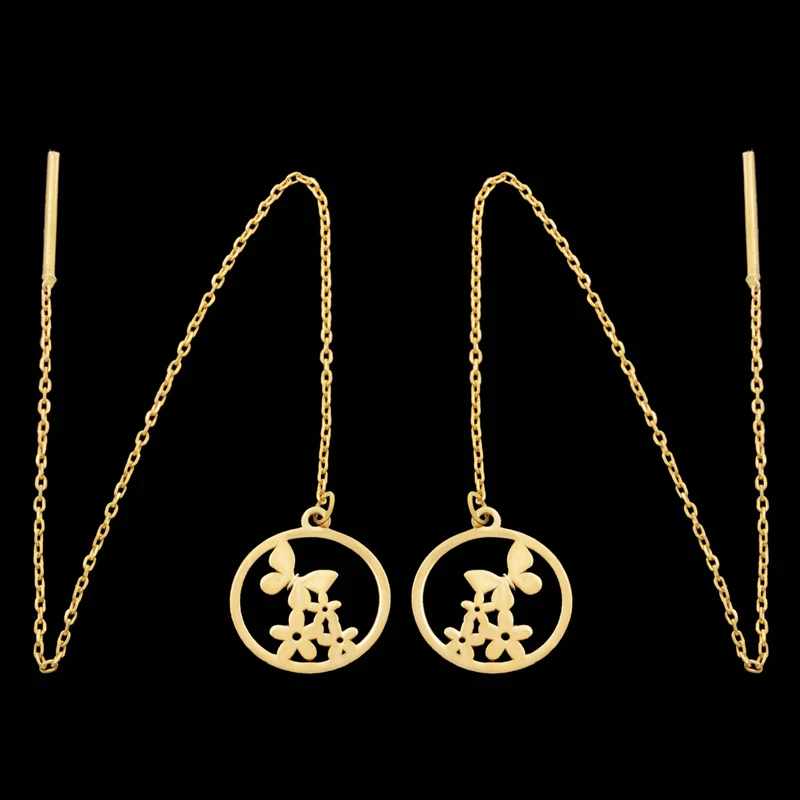 گوشواره طلا 18 عیار زنانه طلای مستجابی مدل گل و پروانه کد 57