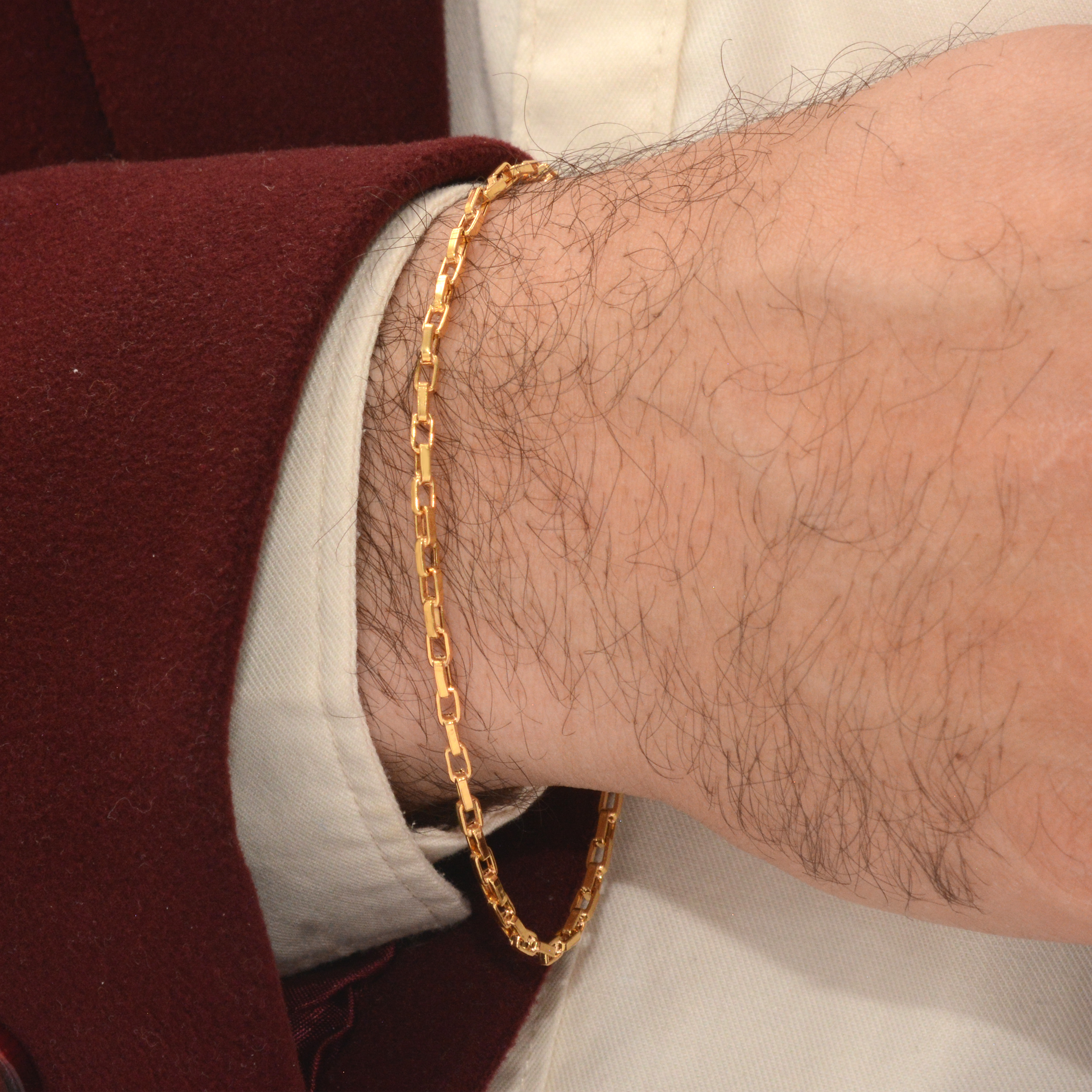 دستبند طلا 18 عیار مردانه طلای مستجابی مدل آجری کد 21 -  - 2