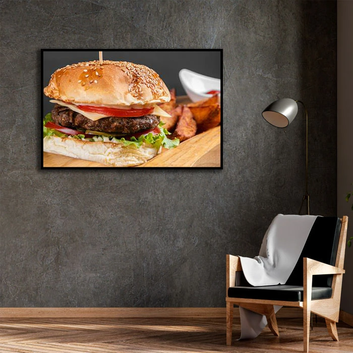 تابلو بکلیت طرح برگر مدل B-D2125 فریم مشکی