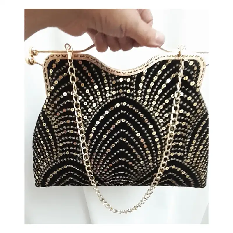 کیف دستی مدل مجلسی مخمل پولک دوزی