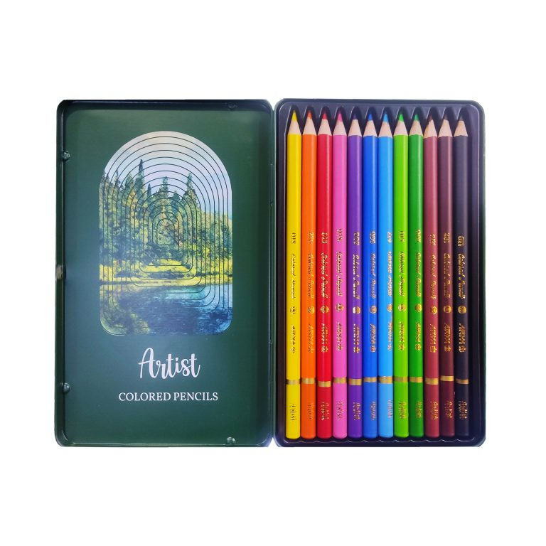 مداد رنگی 12 رنگ آریا طرح کلبه کد 3091