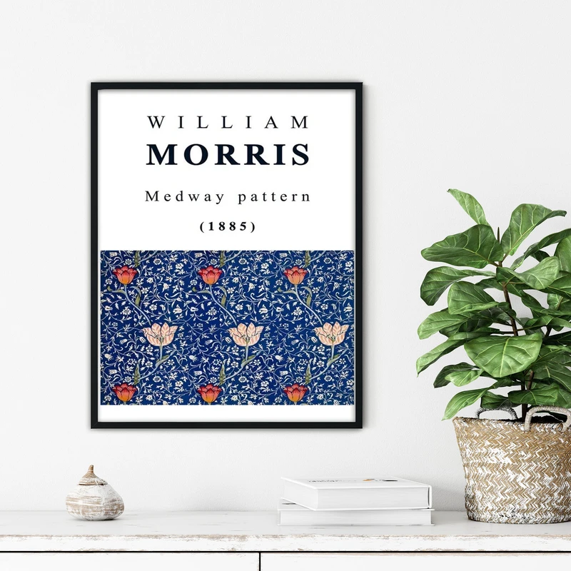 تابلو آتریسا طرح نقاشی موریس مدرن مدل ATFHB05 فریم مشکی 