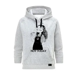 هودی زنانه مدل NOT TODAY کد J113 رنگ طوسی