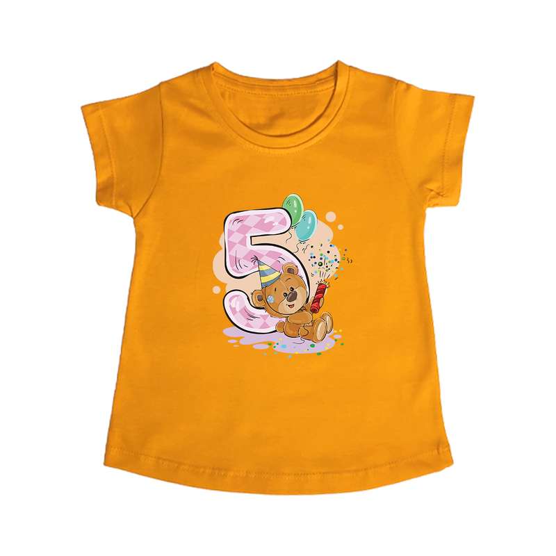تی شرت آستین کوتاه دخترانه مدل  خرس تولد کد 5OG