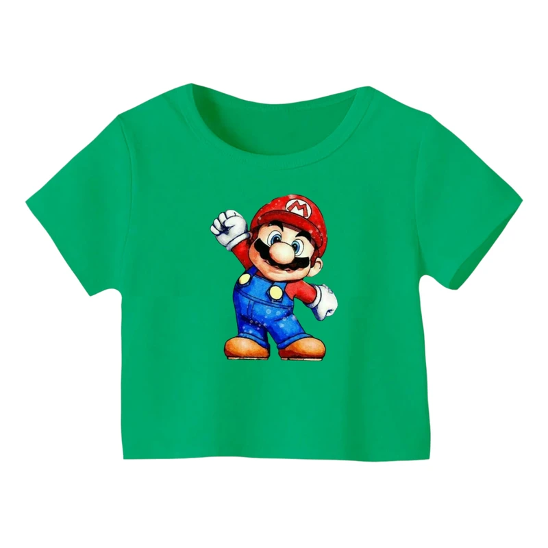 کراپ‌ تی‌شرت آستین کوتاه زنانه مدل ماریو کد ۶