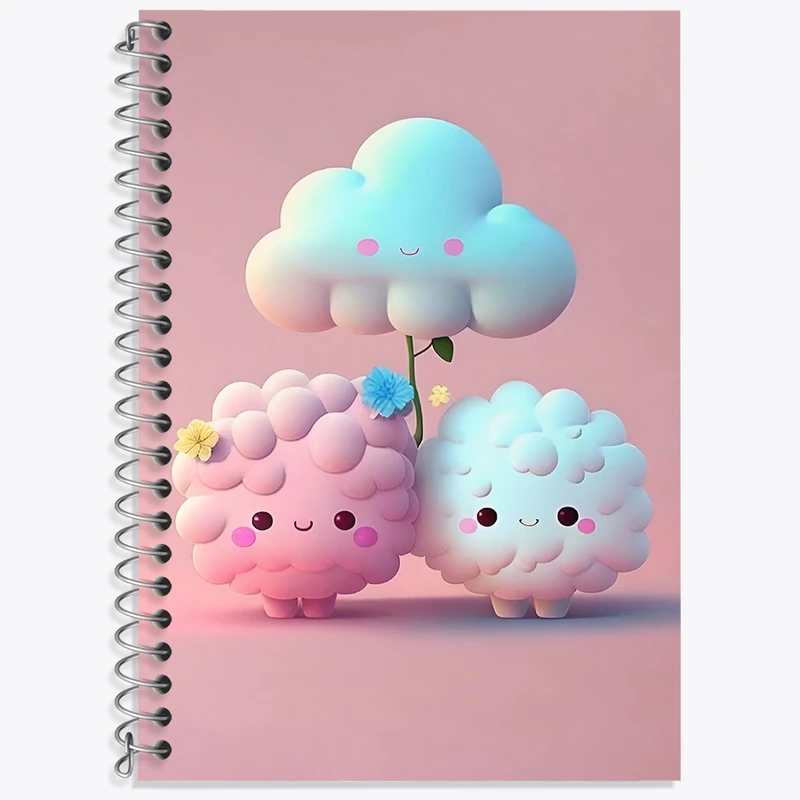 دفتر زبان 50 برگ خندالو مدل سه خط طرح ابرهای کیوت کد N5289