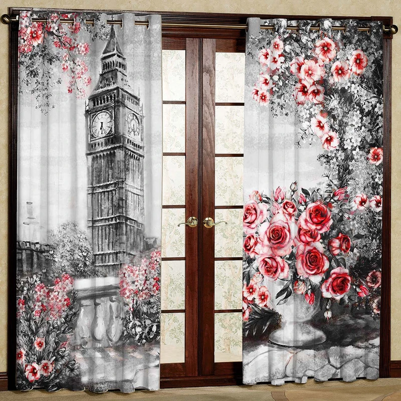  پرده بارمان دکور طرح لندن مدل هازان پانچی کد 5052 W سایز 140x280 سانتی متر