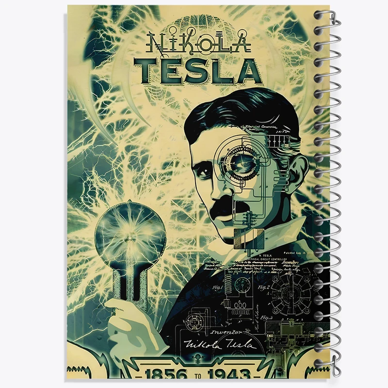 دفتر ژورنال نویسی 50 برگ خندالو مدل نقطه ای طرح نیکولا تسلا (Nikola Tesla) کد F6837