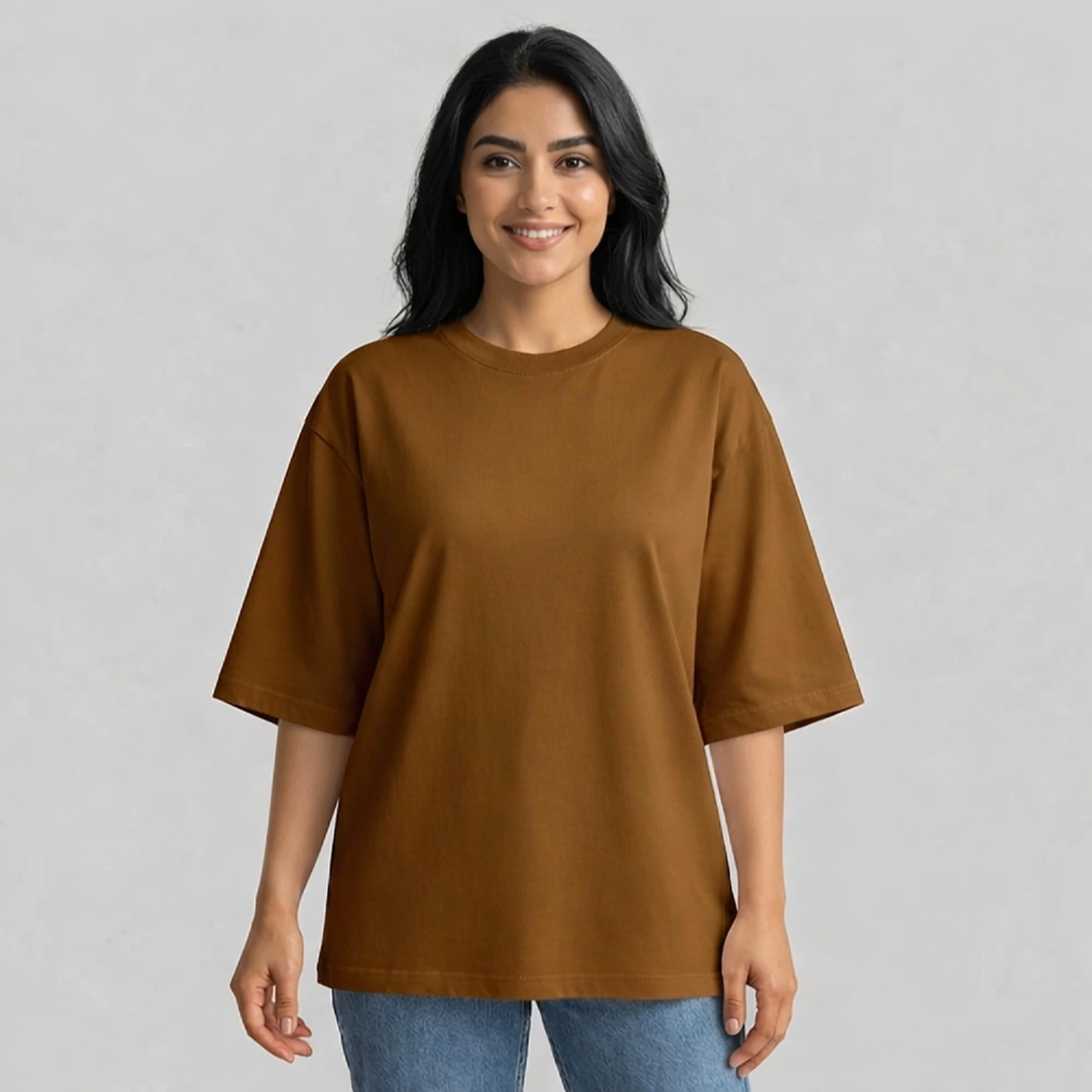 تی شرت آستین سه ربع زنانه مدل باکسی تی شرت آستین سه ربع زنانه مدل باکسی