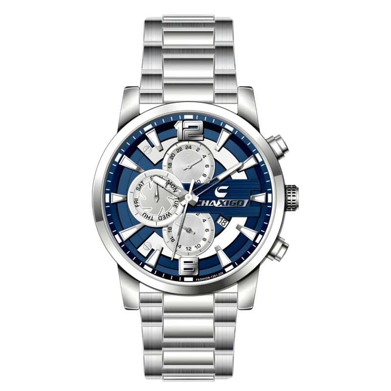 ساعت مچی عقربه‌ای کوارتز مردانه چاکسیگو مدل اسپرت تک موتوره دیت جاست بند استیل کد ۲