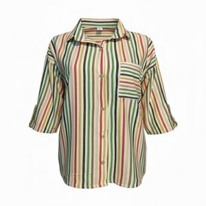 شومیز آستین سه ربع یقه برگردان زنانه مدل تک جیب۸۳۱۱۳۹