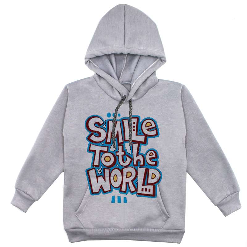هودی پسرانه مدل F226 SMILE رنگ طوسی