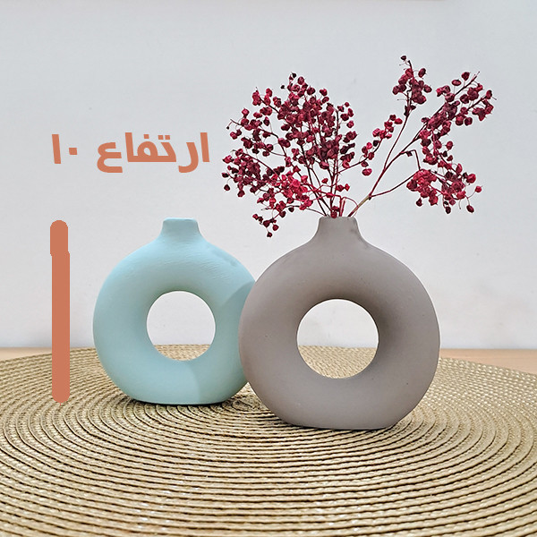 گلدان دکوری مدل دونات دختر مجموعه 2 عددی