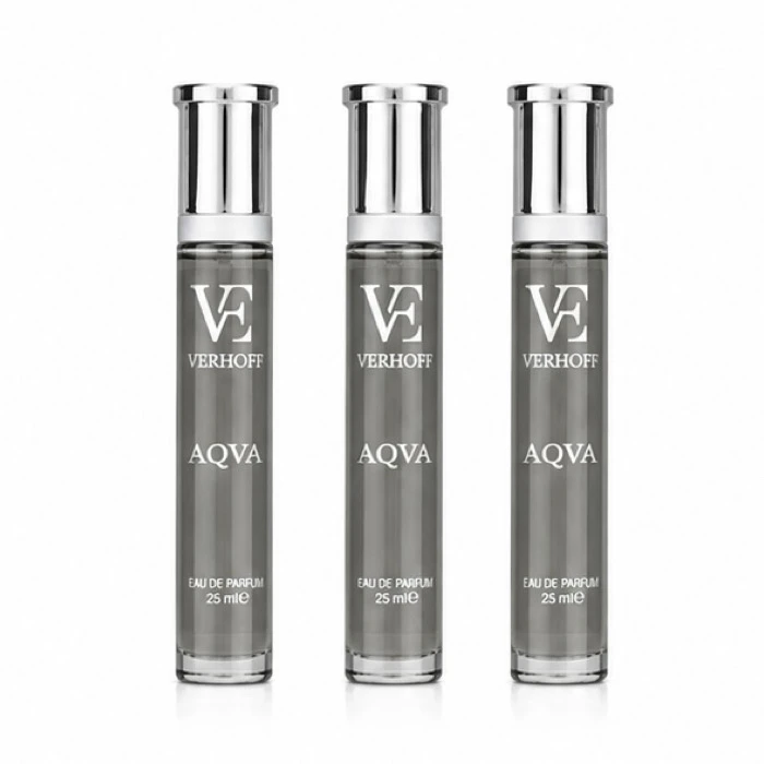 عطر جیبی مردانه ورهف مدل آکوا با رایحه خنک حجم 25 میلی لیتر بسته 3 عددی