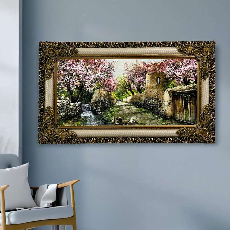 تابلو فرش ماشینی طرح دستبافت مدل کوچه قدیمی کد 7503