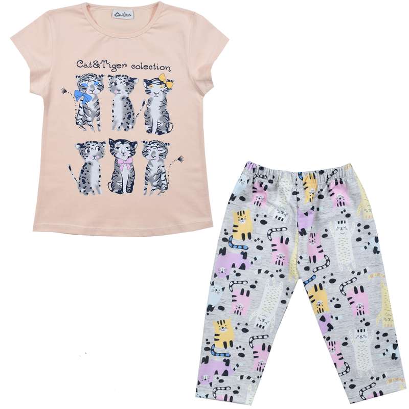 ست تی شرت و شلوارک دخترانه نیروان مدل 2142 -1