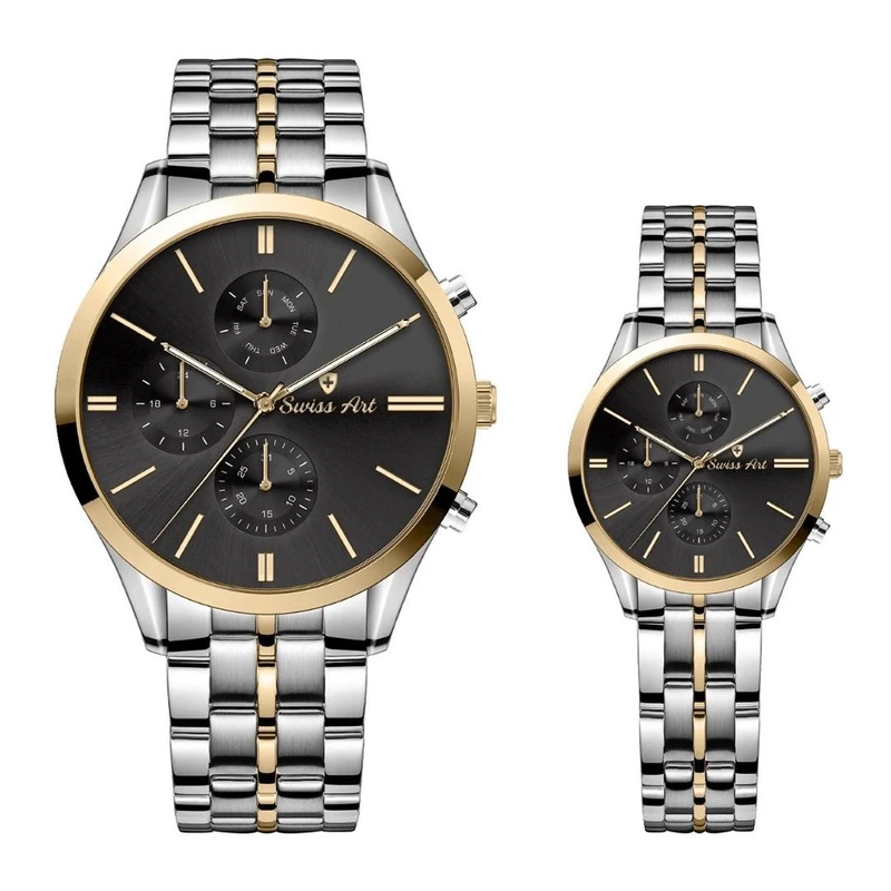 ست ساعت مچی عقربه‌ای  زنانه و مردانه سوئیس آرت مدل 920145/146-07