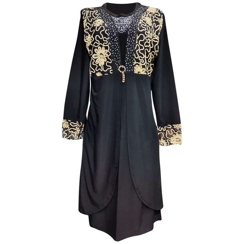 پیراهن زنانه مدل ریون گیپور مجلسی کد 101025 رنگ مشکی