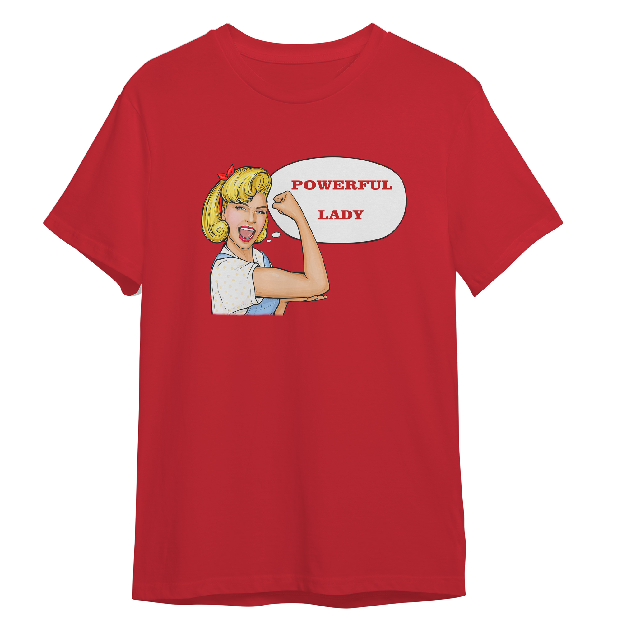 تی شرت آستین کوتاه زنانه مدل زن قدرتمند کد 0238 رنگ قرمز