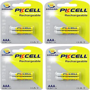 باتری نیم قلمی قابل شارژ پی‌کی سل مدل 1.2V AAA1200mAh NiMH  بسته 8 عددی