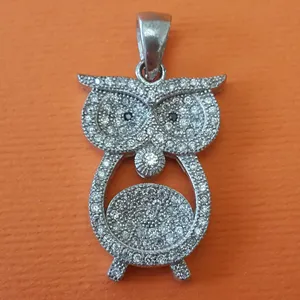 آویز گردنبند نقره زنانه مدل جغد AMT_M056