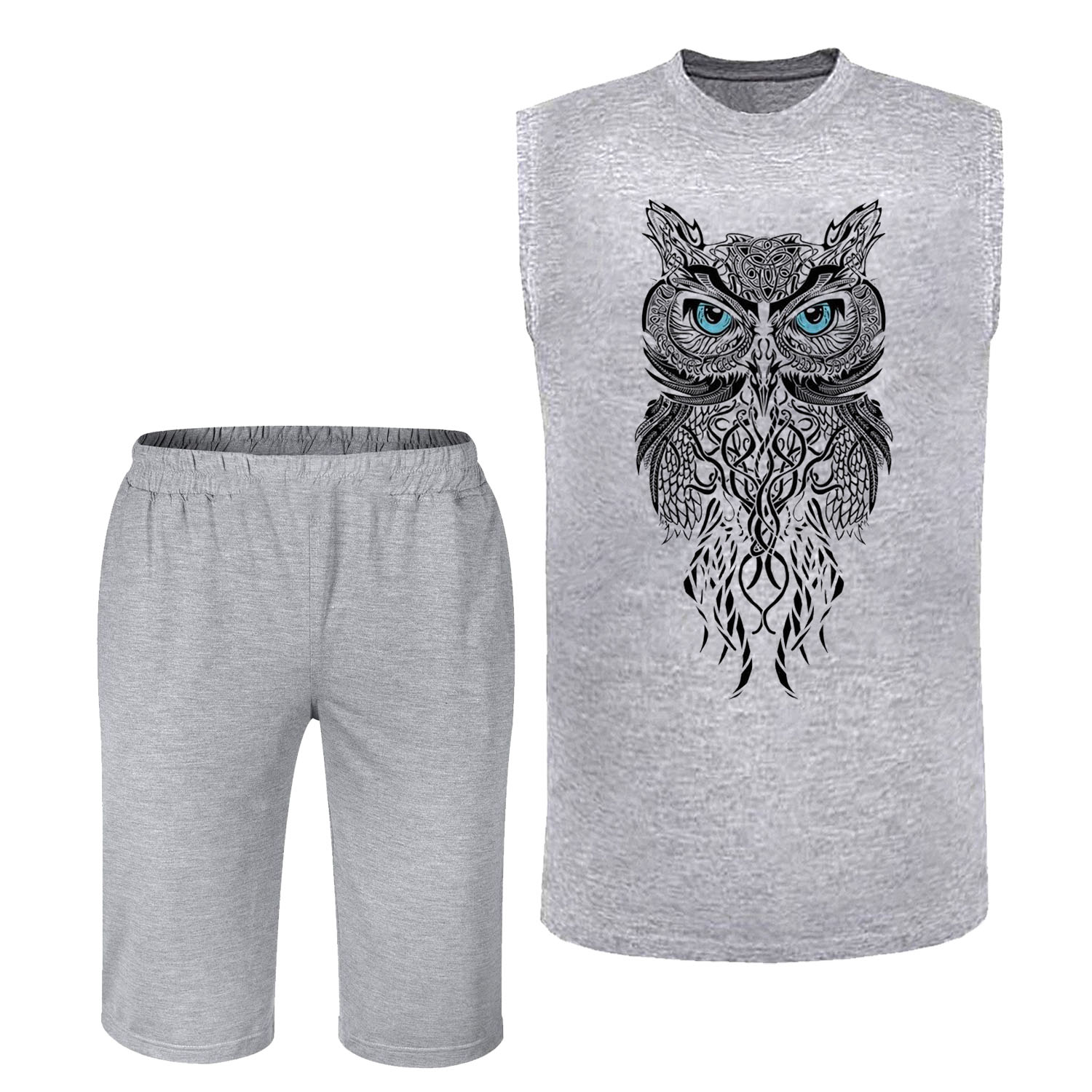 ست تاپ و شلوارک مردانه مدل OWL کد TJA17