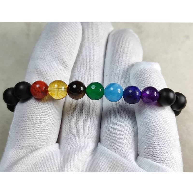 دستبند مدل 7 چاکرا سنگ طبیعی