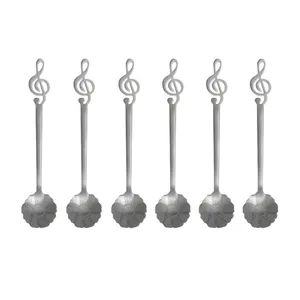 قاشق قهوه خوری مدل فلاور طرح ملودی بسته 6 عددی