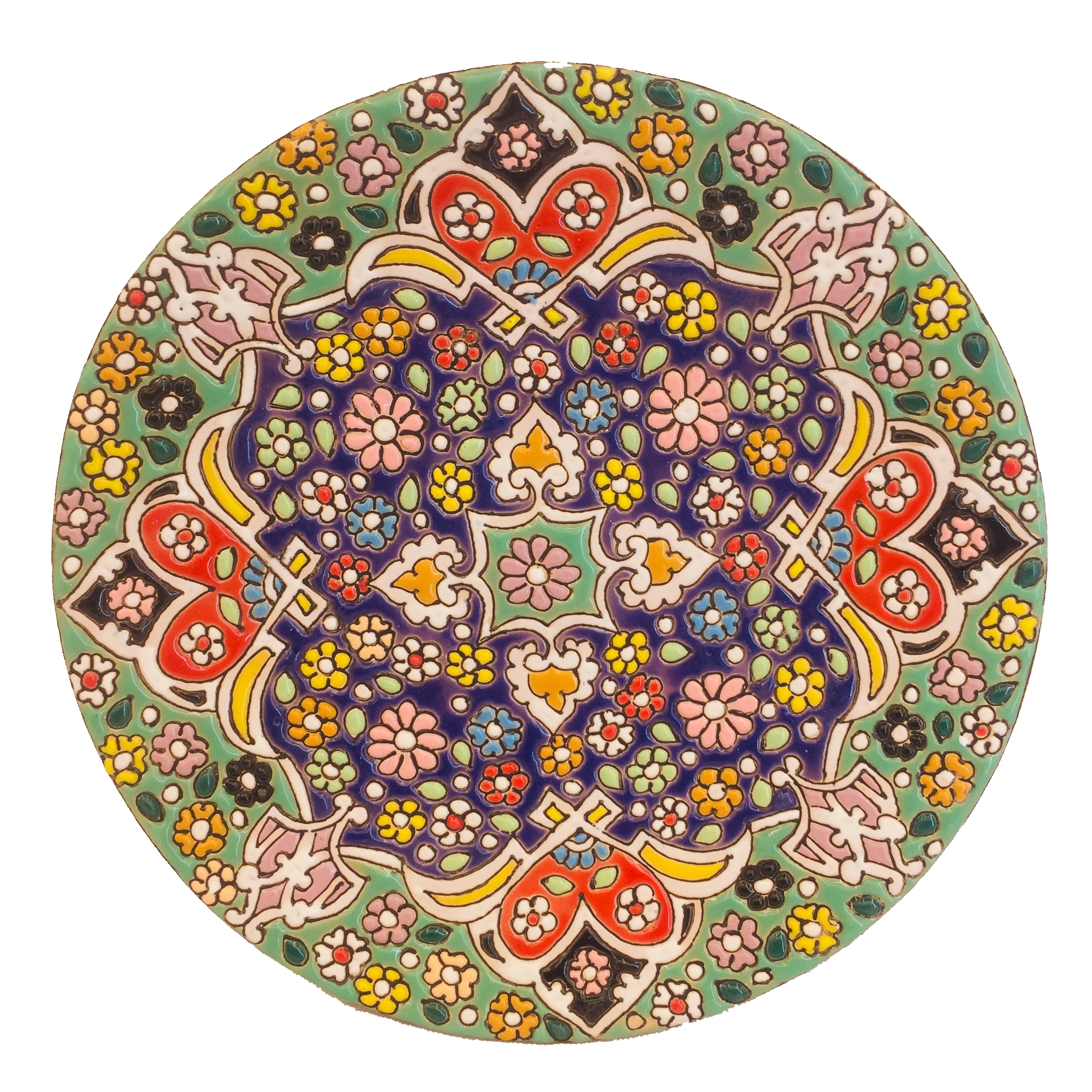 بشقاب میناکاری سفالی زمانیان کد ZMN15005