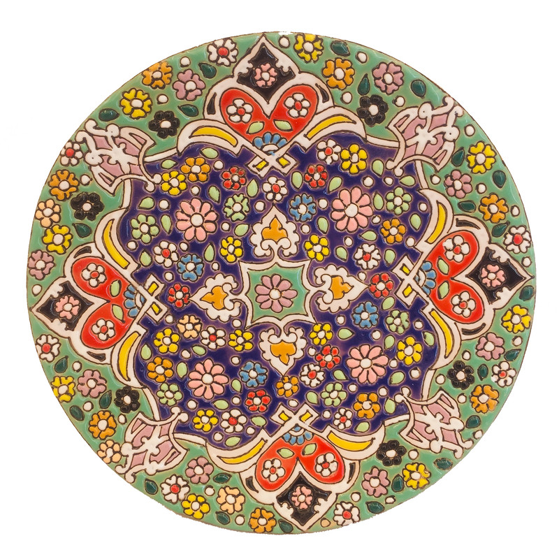بشقاب میناکاری سفالی زمانیان کد ZMN15005