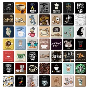 مگنت خندالو طرح قهوه Coffee مدل مربعی کد 118 مجموعه 49 عددی