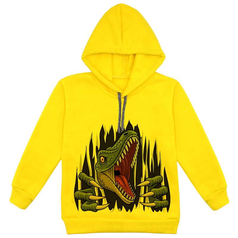 هودی پسرانه مدل دانیاسور F58 رنگ زرد