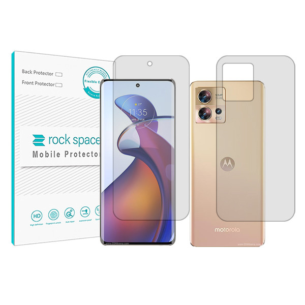 محافظ صفحه نمایش شفاف راک اسپیس مدل HyGEL مناسب برای گوشی موبایل موتورولا Edge 30 Fusion به همراه محافظ پشت گوشی