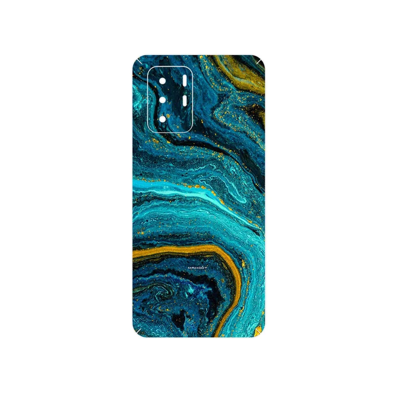 برچسب پوششی ماهوت مدل Turquoise marblewith golden streaks مناسب برای گوشی موبایل شیائومی Redmi Note 10 Pro (China)