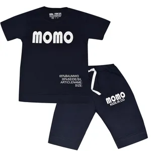 ست تی شرت و شلوارک پسرانه مدل momo رنگ سورمه ای