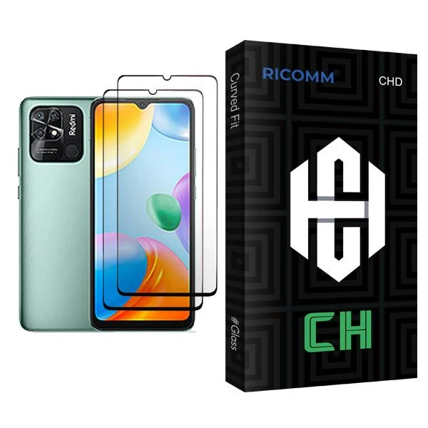 محافظ صفحه نمایش ریکام مدل CH Glass MIX002 مناسب برای گوشی موبایل شیائومی Redmi 10C بسته دو عددی
