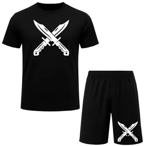 ست تی‌شرت آستین کوتاه و شلوارک راحتی مردانه مدل A191 طرح چاقو