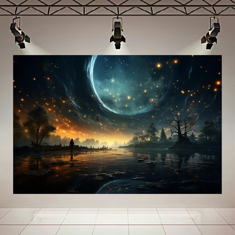 پوستر پارچه ای طرح مخمل  شب نورانی مدل سوراخ کهکشانی کد AR3062041