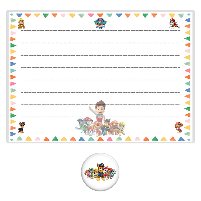 تخته وایت برد مدل سگهای نگهبان طرح آموزش اعضای بدن کد PAW Patrol سایز 20x30 سانتی متر به همراه مگنت مجموعه 2 عددی