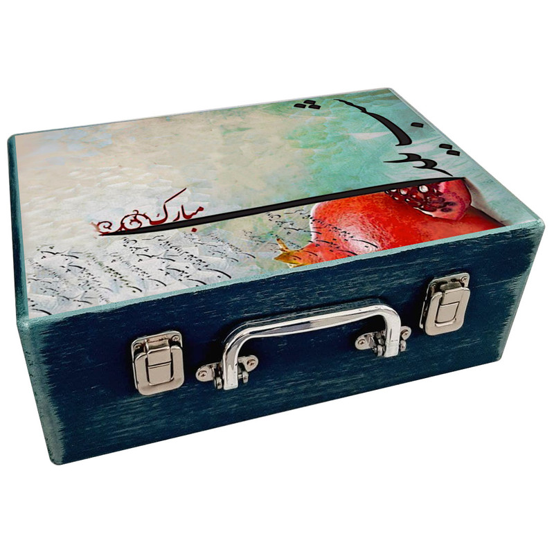 جعبه چوبی مدل چمدان طرح یلدای ایرانی کد WS399