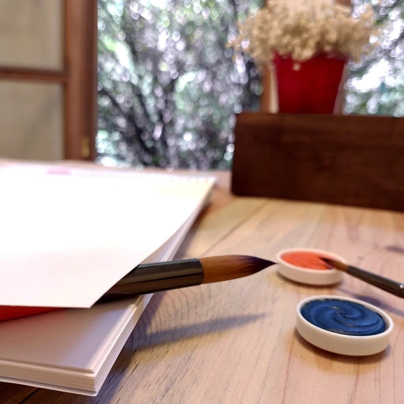 دفتر آبرنگ 10برگ شکوفه مدل -Girl with Butterflies