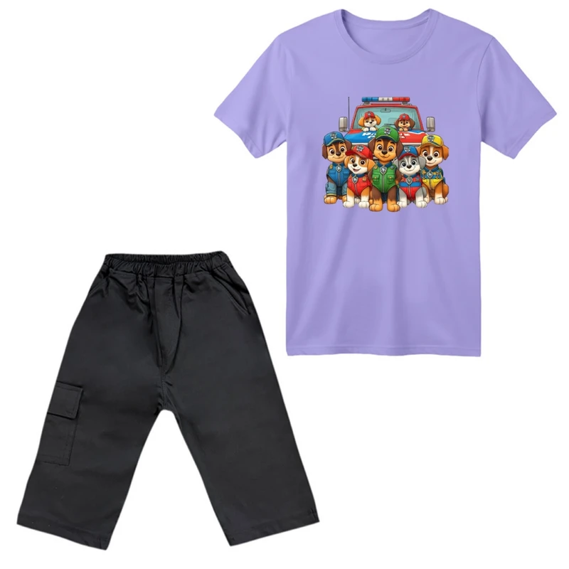 ست تی‌شرت آستین کوتاه و شلوارک پسرانه مدل سگ نگهبان پلیس