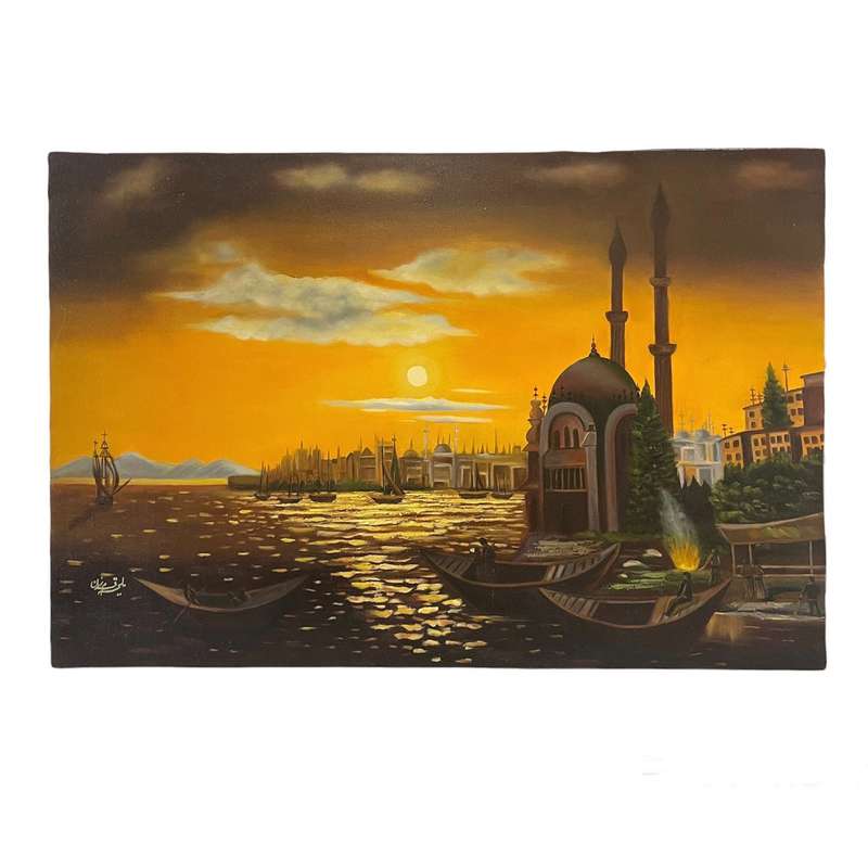 تابلو نقاشی رنگ روغن طرح مسجد ترکیه کد 119